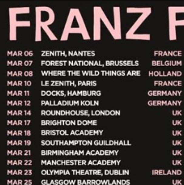 Franz Ferdinand Europese tourdata