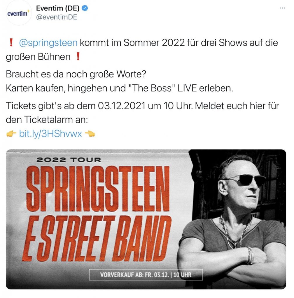 bruce springsteen tour 2022 deutschland tickets