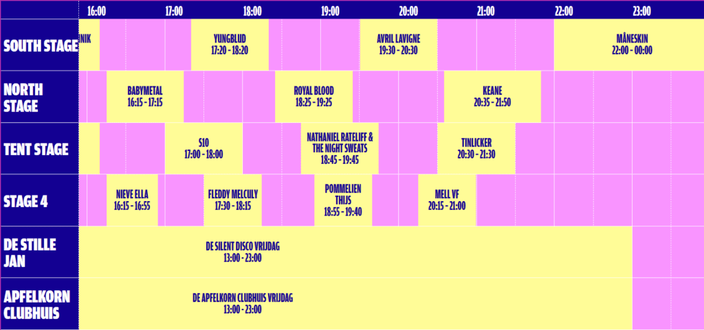 Pinkpop 2024 timetable