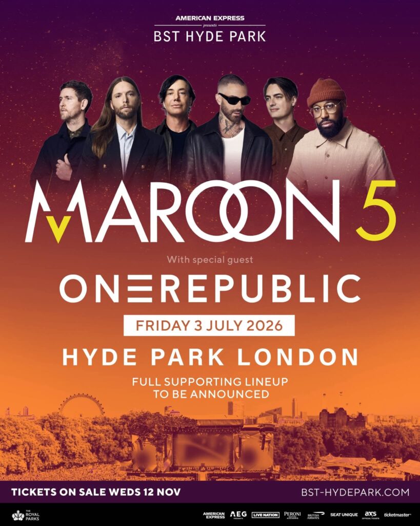 Maroon 5 BST Hyde Park 2026 poster